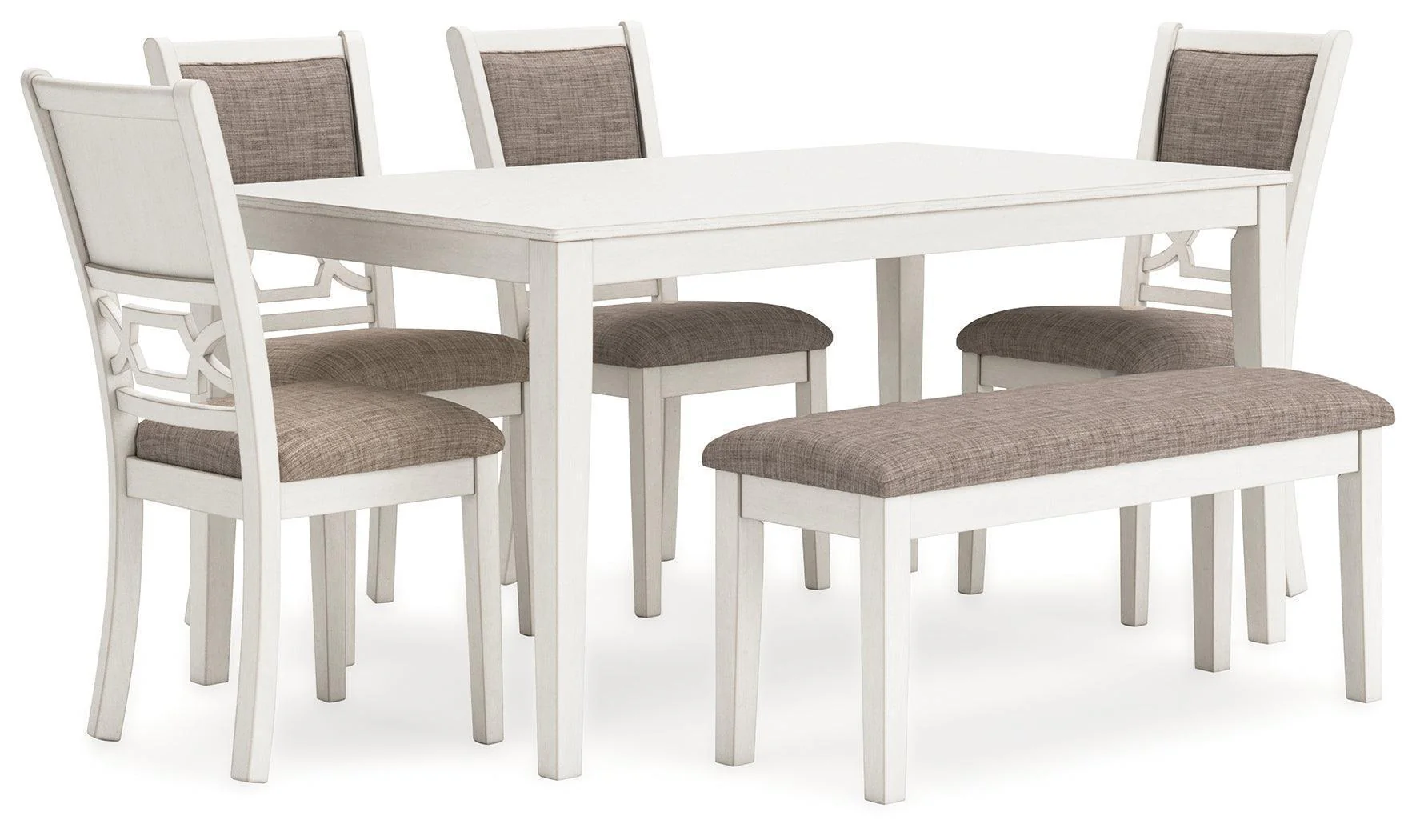 Erinberg Antique White Dining Table and 4 Chairs and Bench (Set of 6) - Image 2