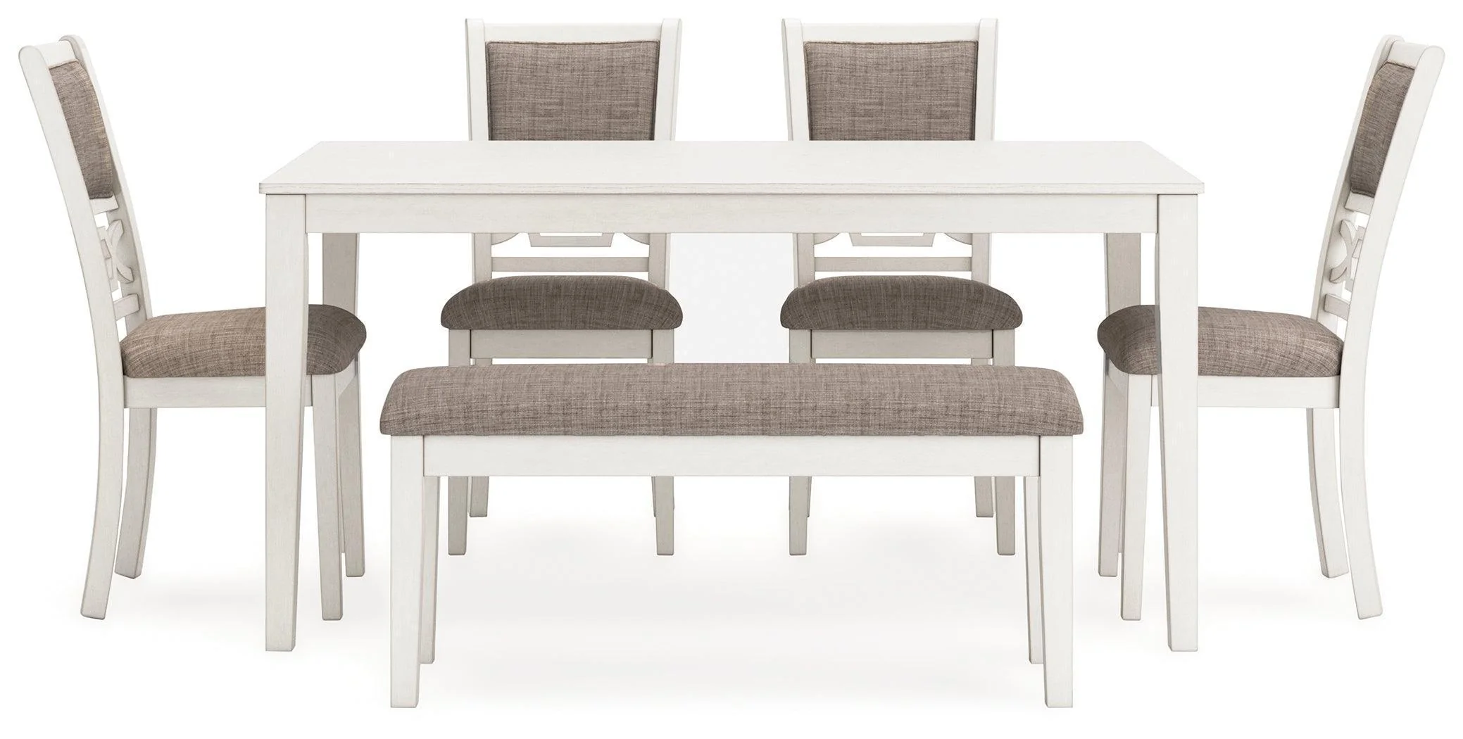 Erinberg Antique White Dining Table and 4 Chairs and Bench (Set of 6) - Image 3