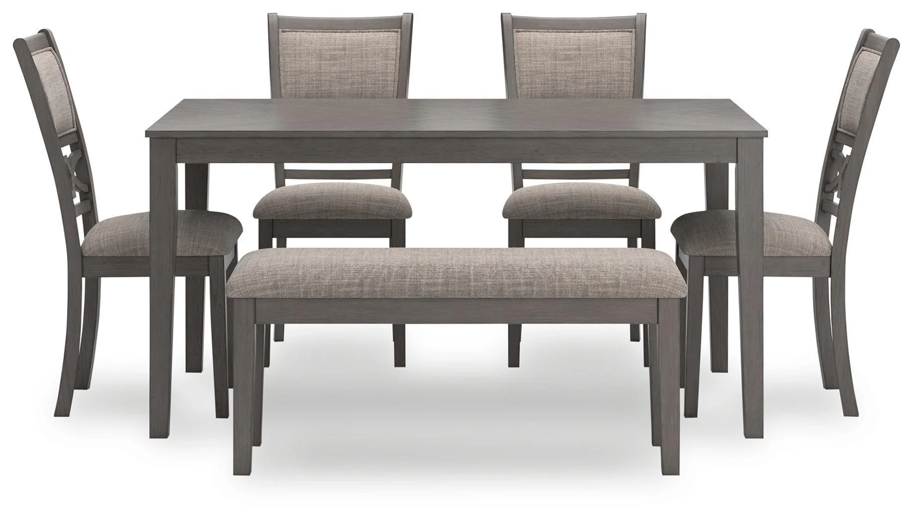 Wrenning Gray Dining Table And 4 Chairs Bench (Set of 6) - Image 2