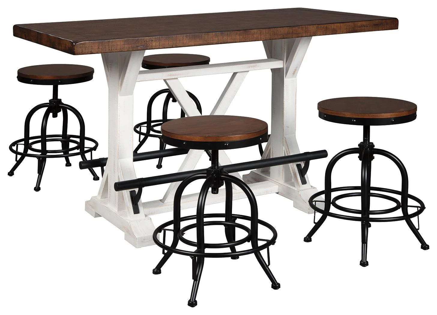 Valebeck White Brown Counter Height Dining Table And 4 Barstools - Image 2