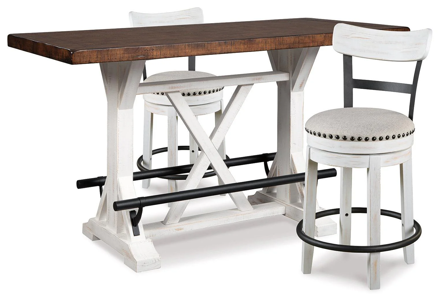 Valebeck White Brown Counter Height Dining Table And 2 Barstools - Image 1