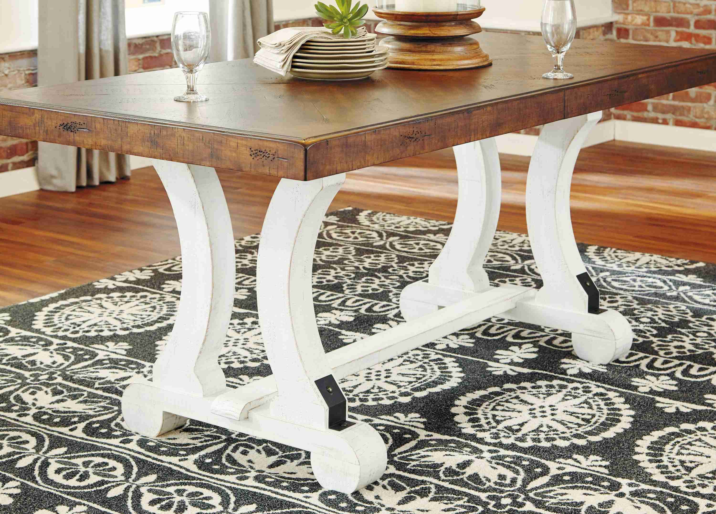 Valebeck White Brown Dining Table - Image 3