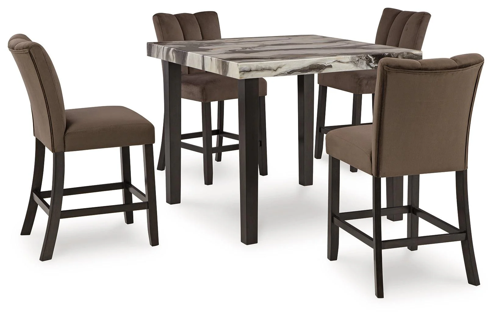Jeshina Dark Brown/Beige Counter Height Dining Table and 4 Barstools - Image 1