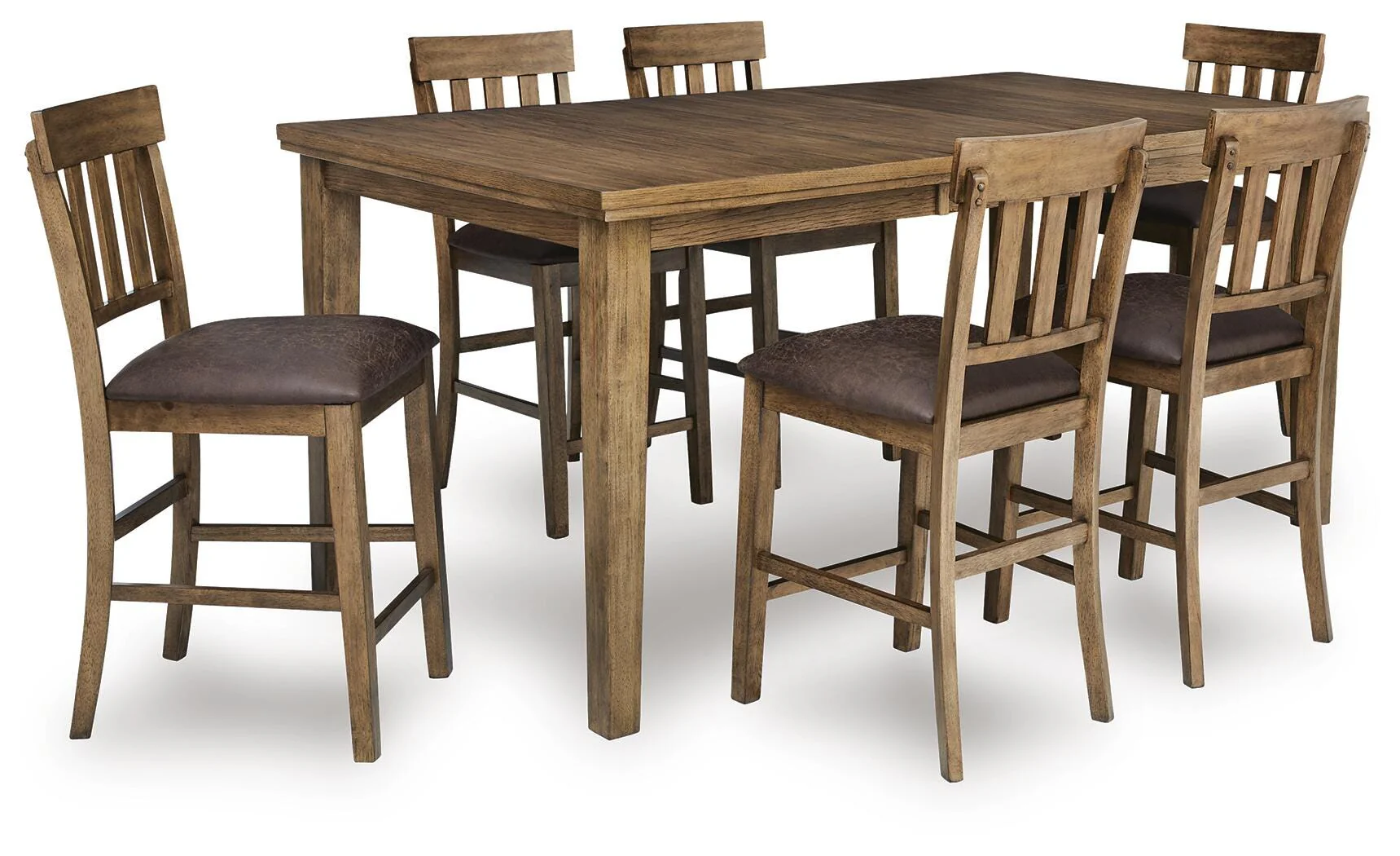 Urbinforte Light Brown Counter Height Dining Table and 6 Barstools - Image 2
