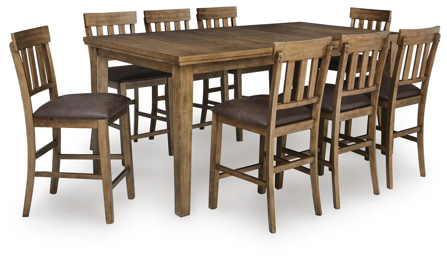 Urbinforte Light Brown Counter Height Dining Table and 8 Barstools - Image 2