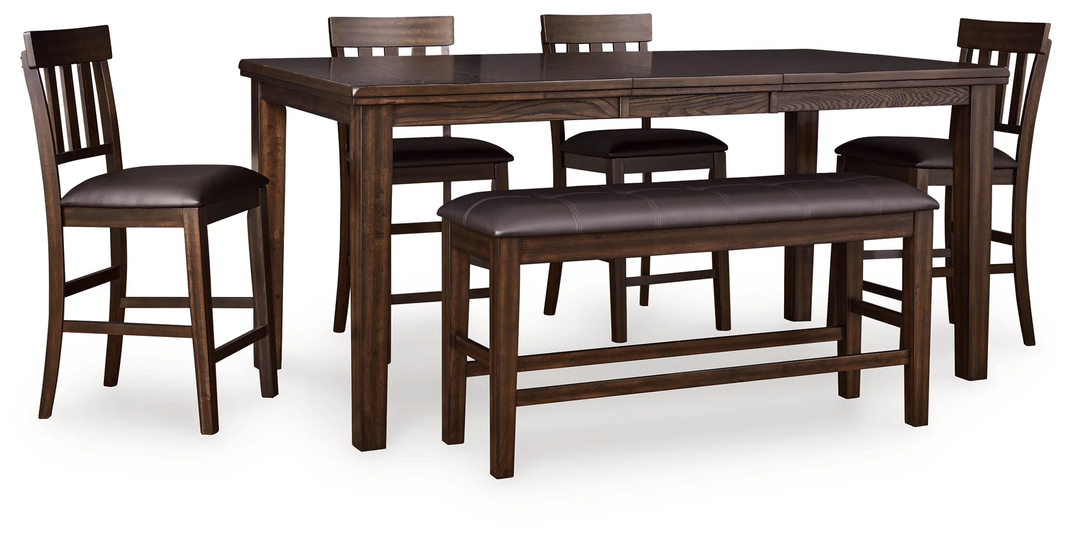 Haddigan Dark Brown Counter Height Dining Table and 4 Barstools and Bench - Image 2