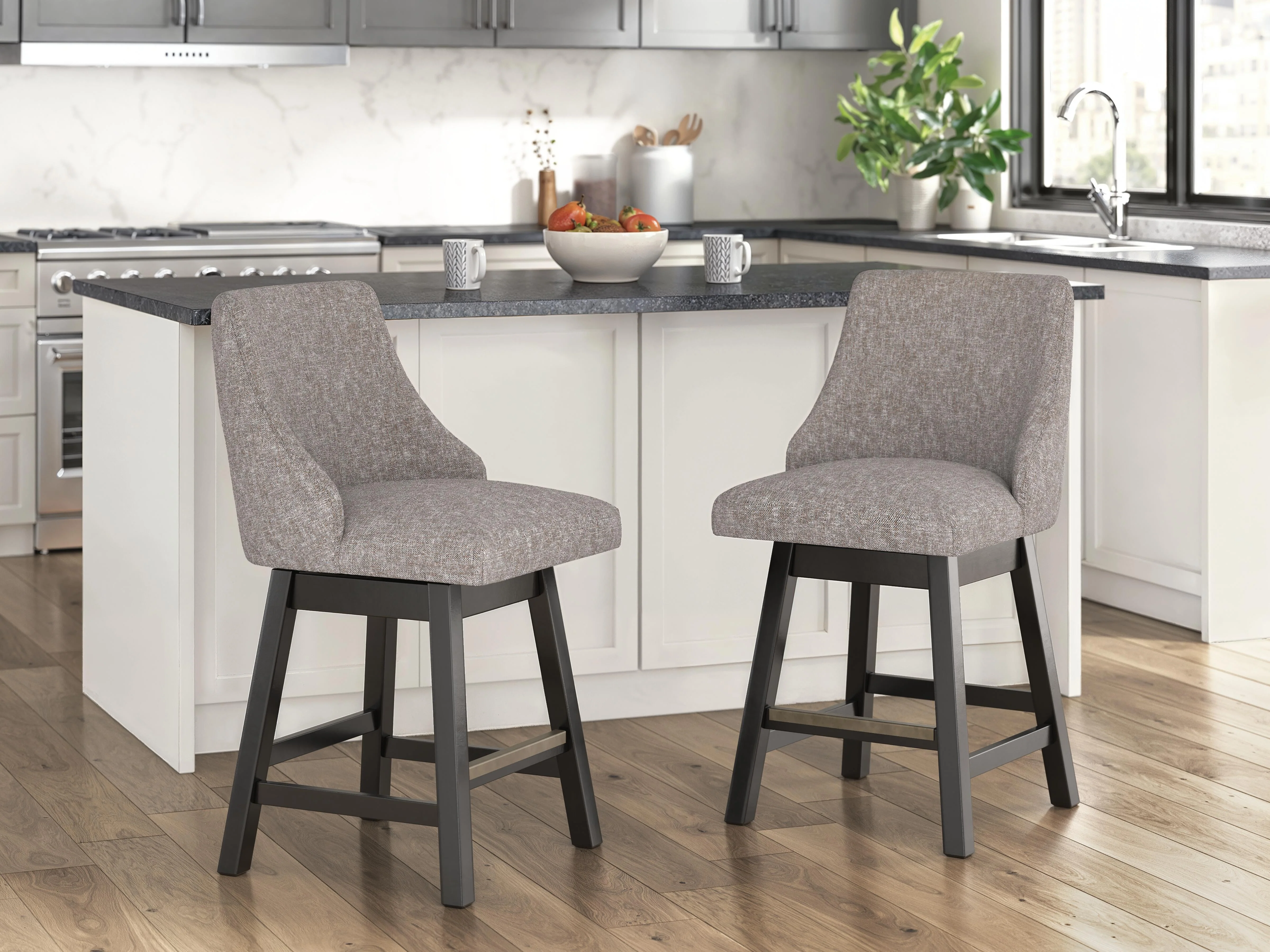 Neymorton Dark Grayish Brown Counter Height Barstool - Image 3