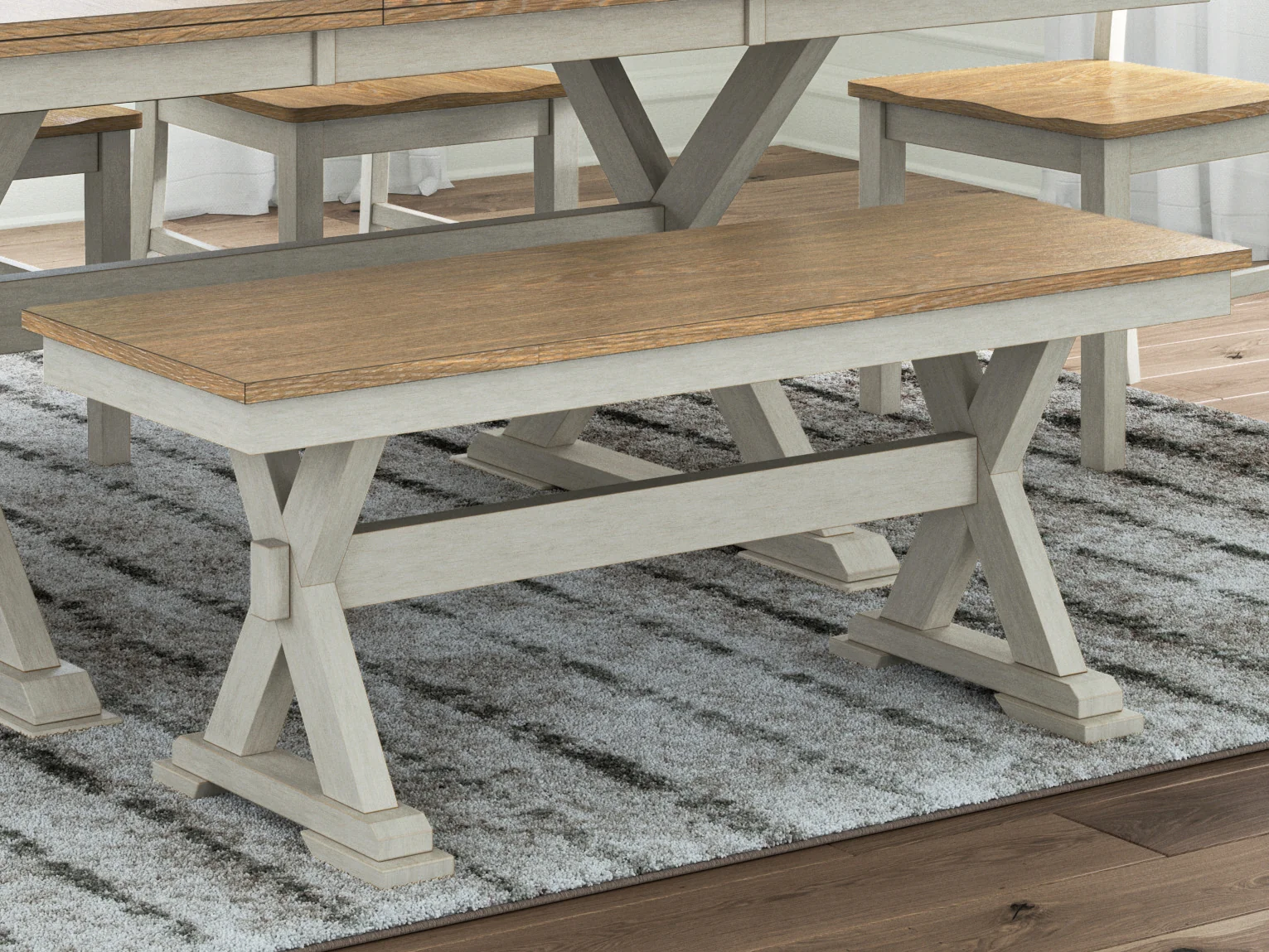 Purlaney Antique White/Natural 48″ Dining Bench
