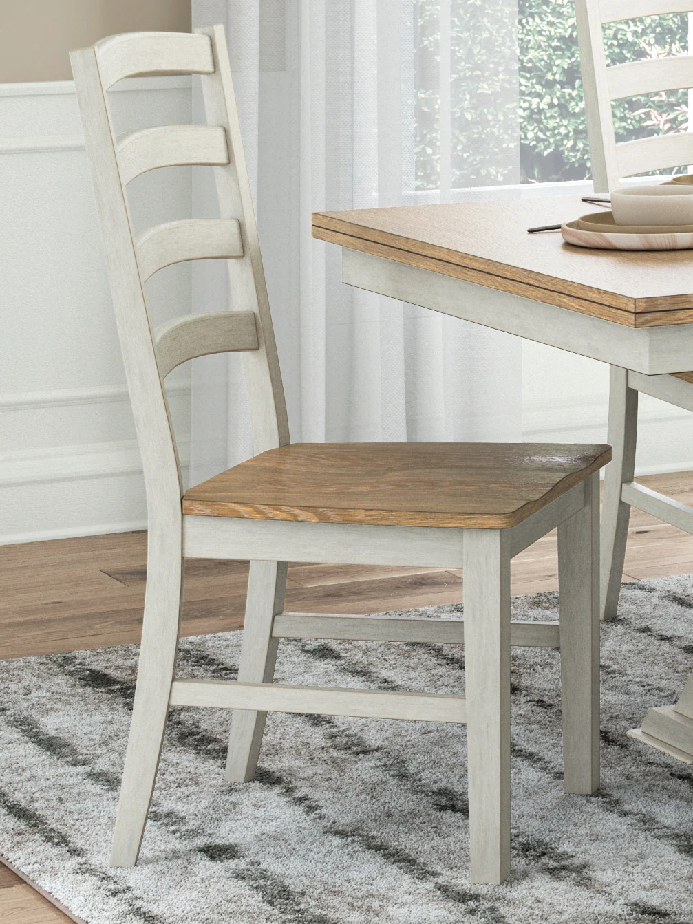 Purlaney Antique White/Natural Dining Chair - Image 1