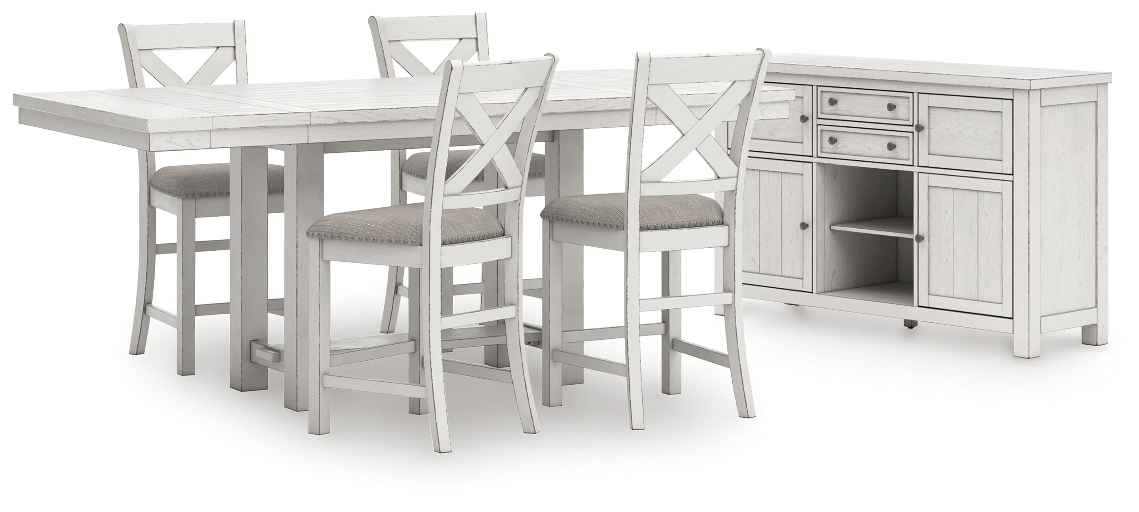 Robbinsdale Antique White Counter Height Dining Table and 4 Barstools with Storage - Image 2