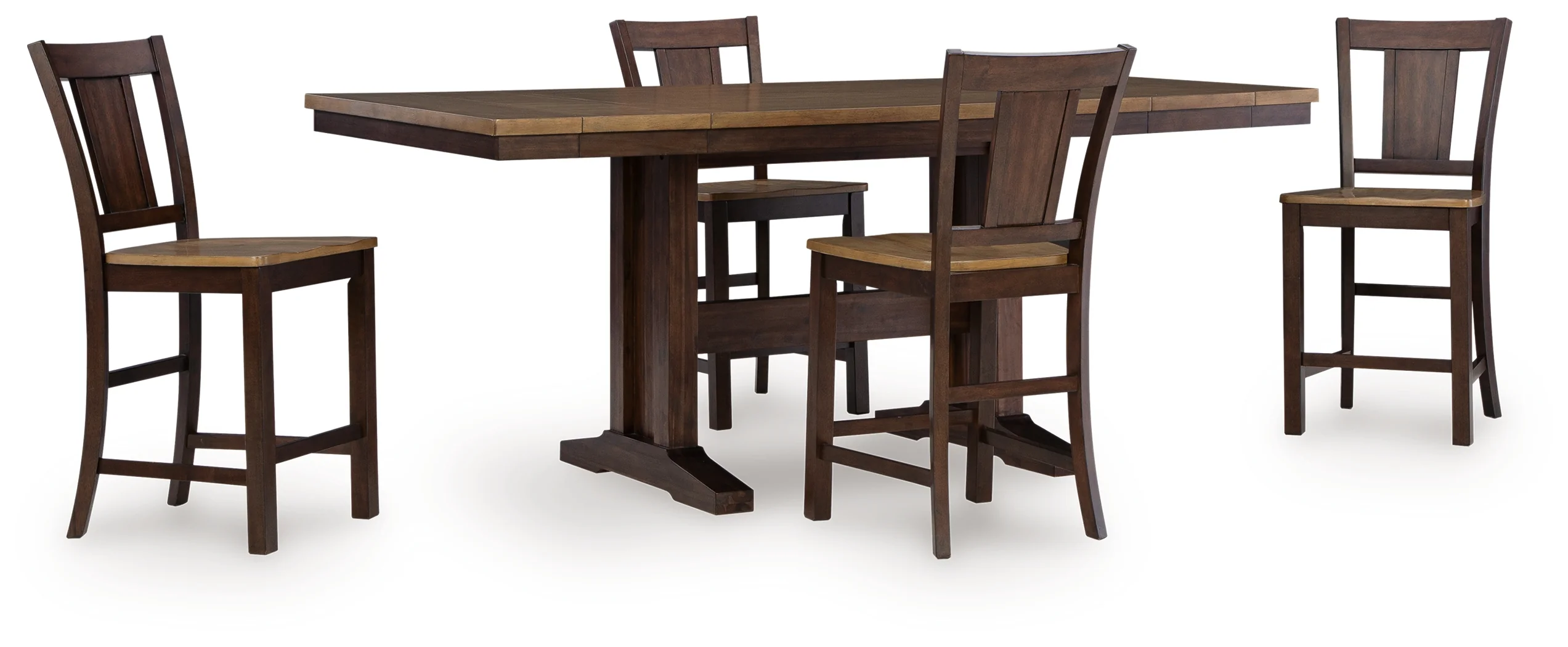 Rylandeen Light Brown/Dark Brown Counter Height Dining Table and 4 Barstools - Image 2