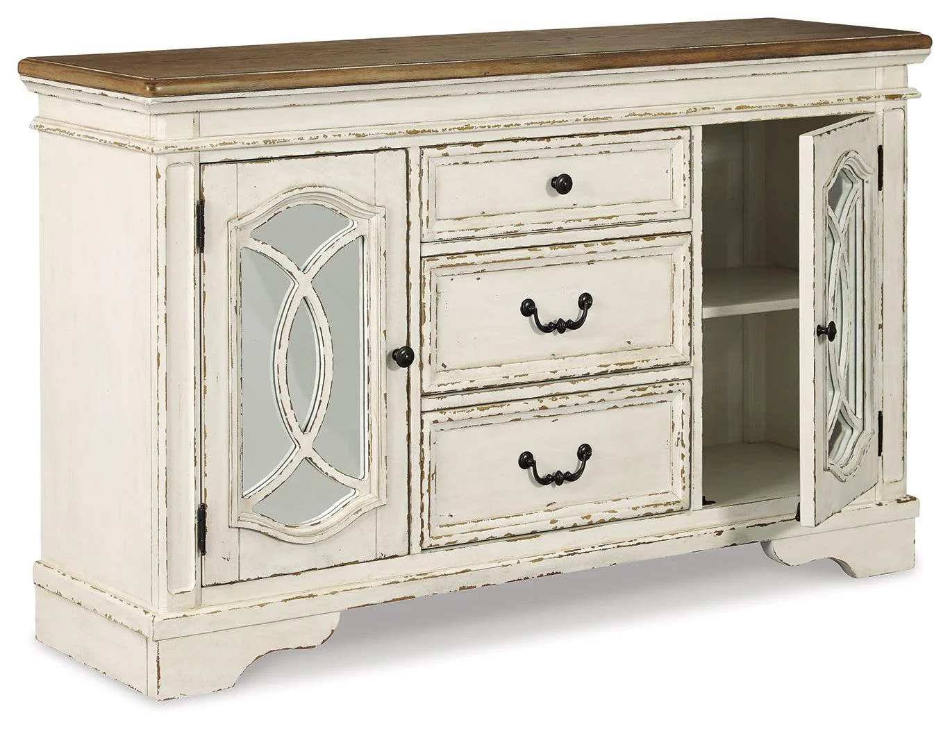 Realyn Chipped White Dining Server - Image 3