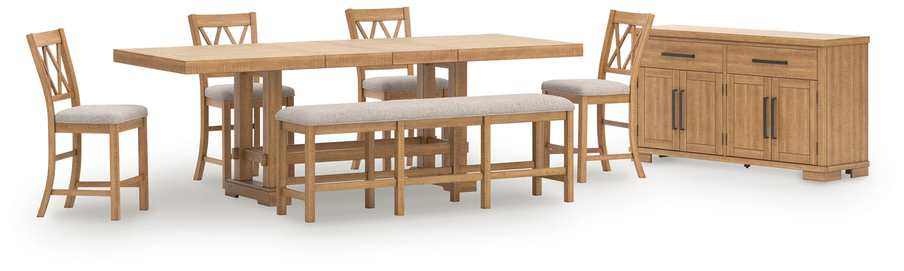 Havonplane Brown Counter Height Dining Table and 4 Barstools and Bench with Storage - Image 2