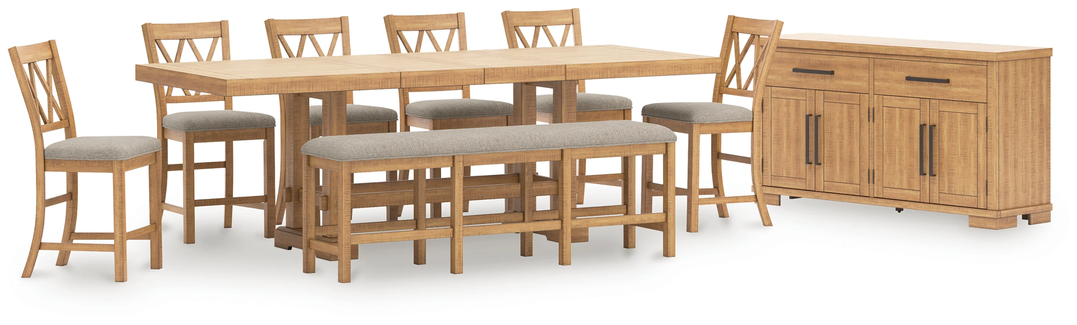Havonplane Brown Counter Height Dining Table and 6 Barstools and Bench with Storage - Image 2