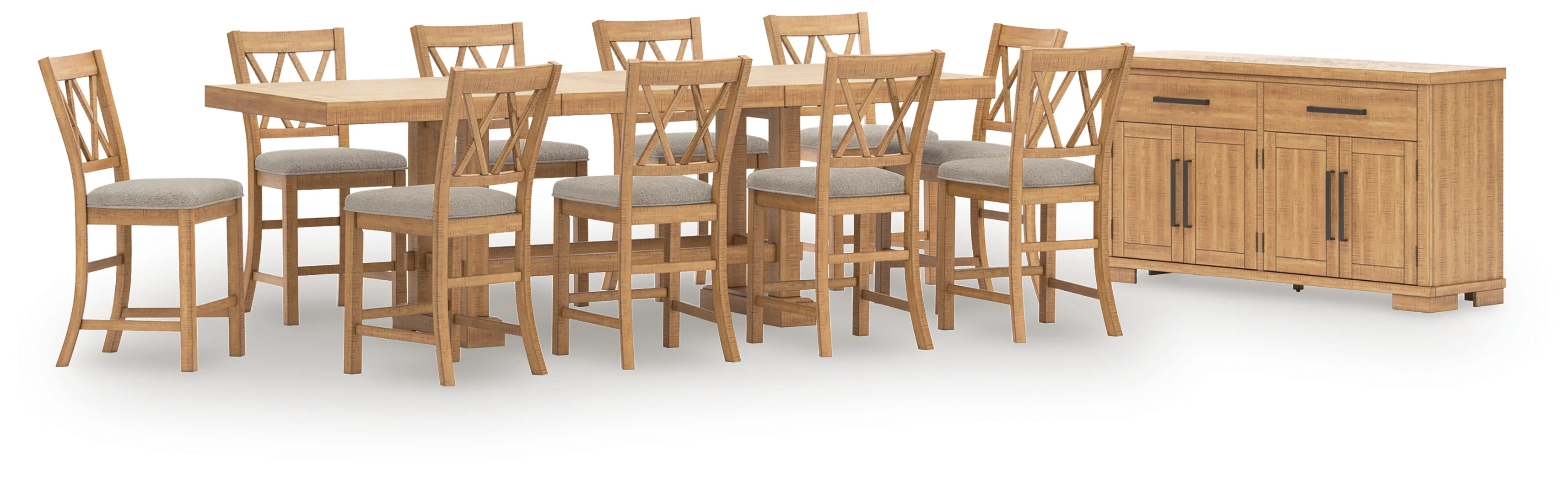Havonplane Brown Counter Height Dining Table and 10 Barstools and Storage - Image 2