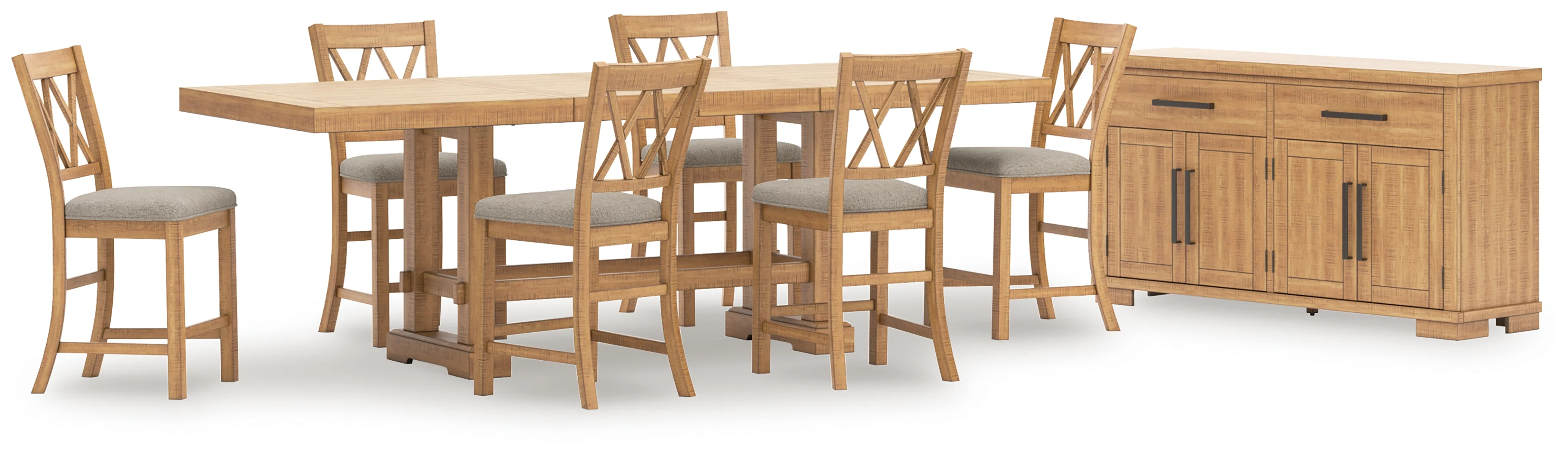 Havonplane Brown Counter Height Dining Table and 6 Barstools with Storage - Image 2