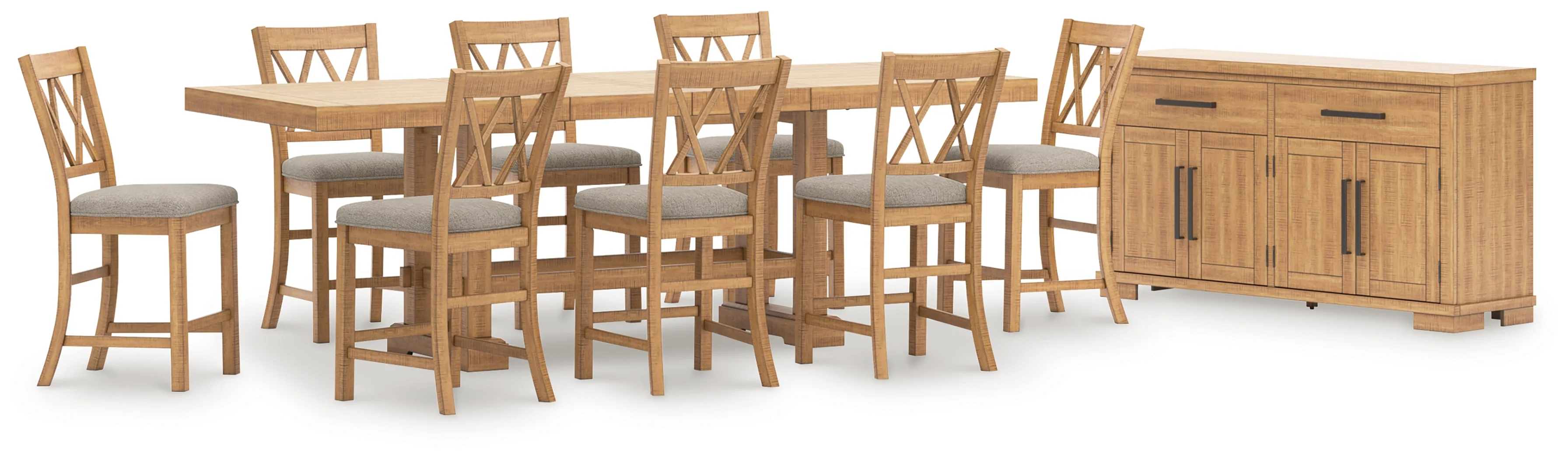 Havonplane Brown Counter Height Dining Table and 8 Barstools with Storage - Image 2
