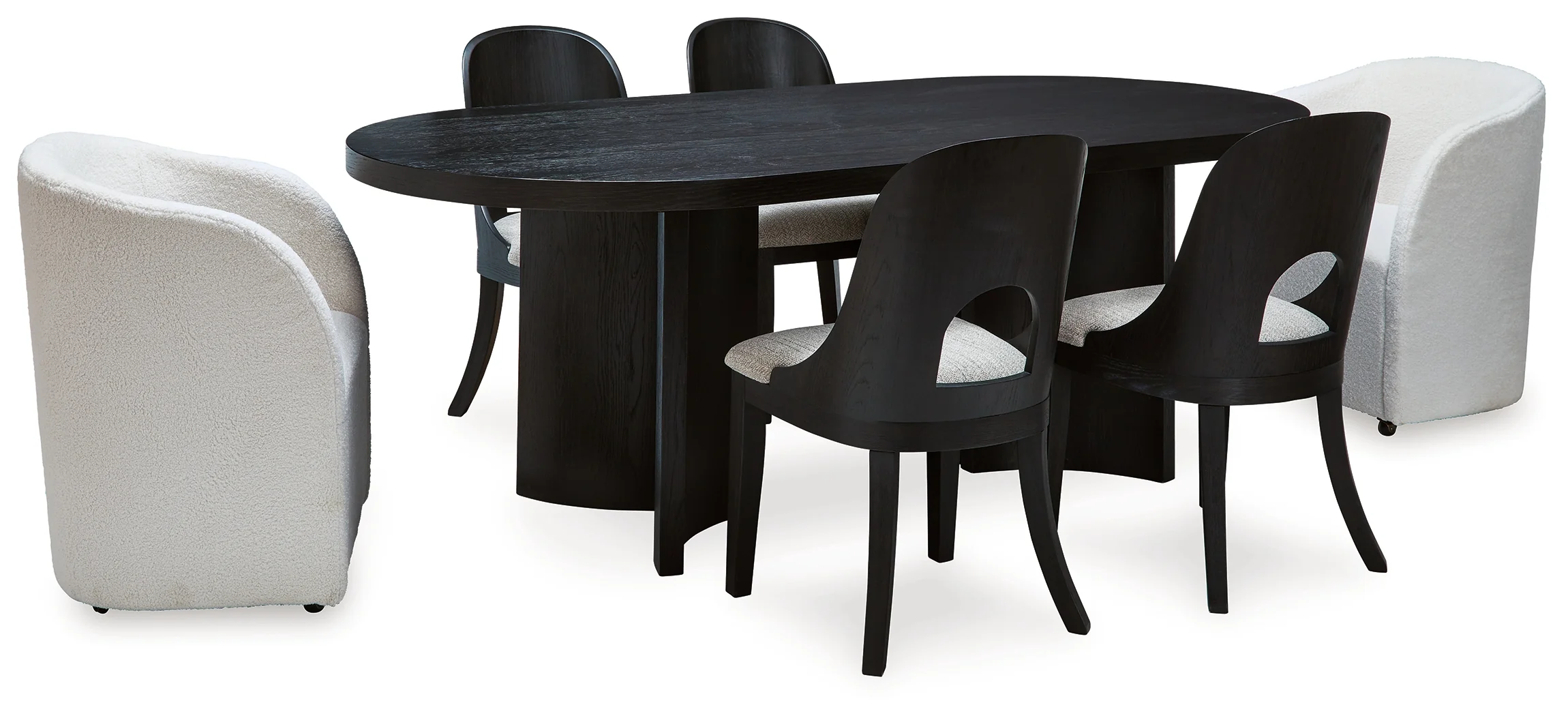Rowanbeck Black Dining Table and 6 Chairs - Image 2
