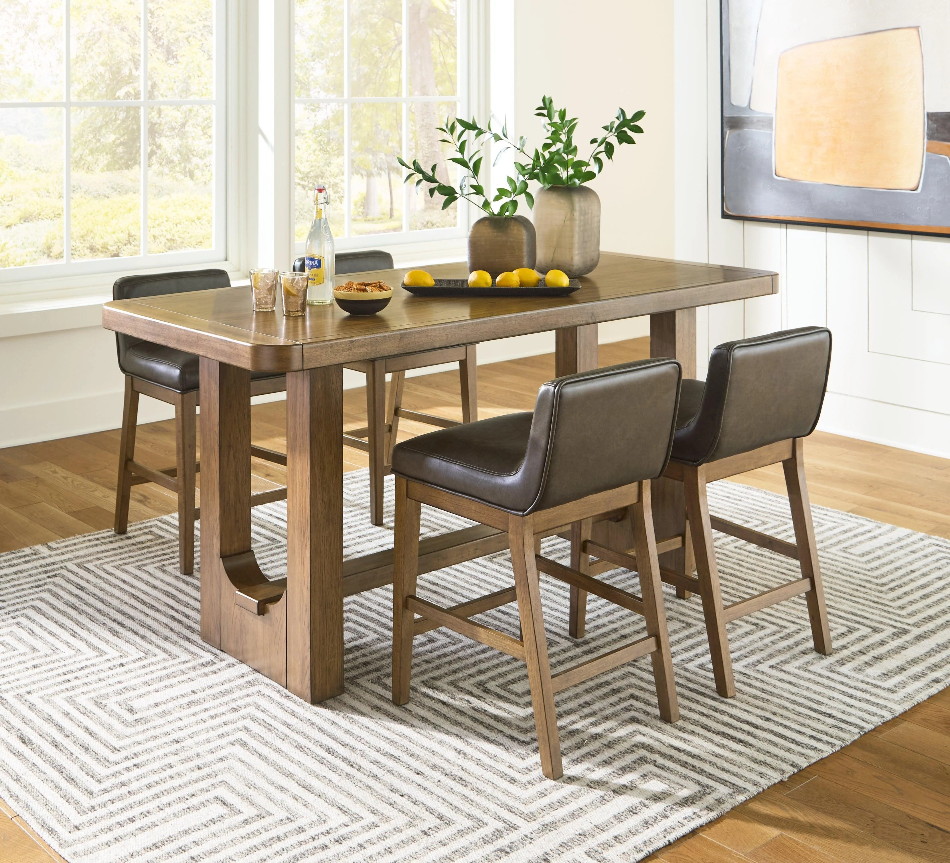 Cabalynn Light Brown Counter Height Dining Table and 4 Barstools - Image 2