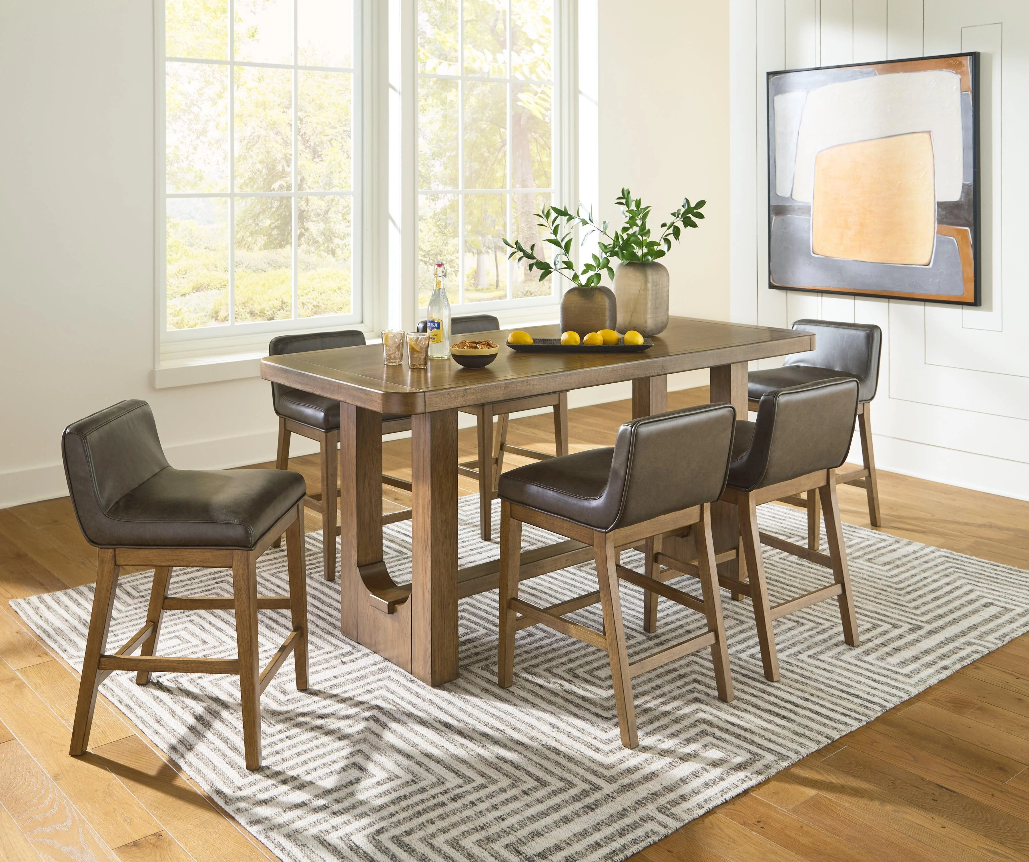 Cabalynn Light Brown Counter Height Dining Table and 6 Barstools - Image 2