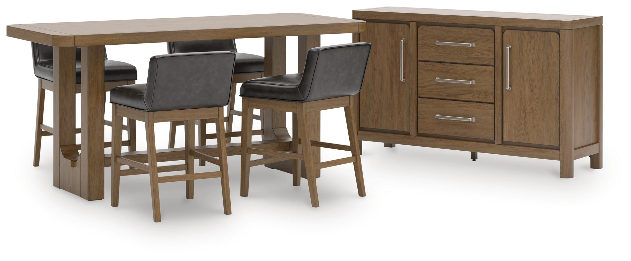 Cabalynn Light Brown Counter Height Dining Table and 4 Barstools with Storage - Image 2