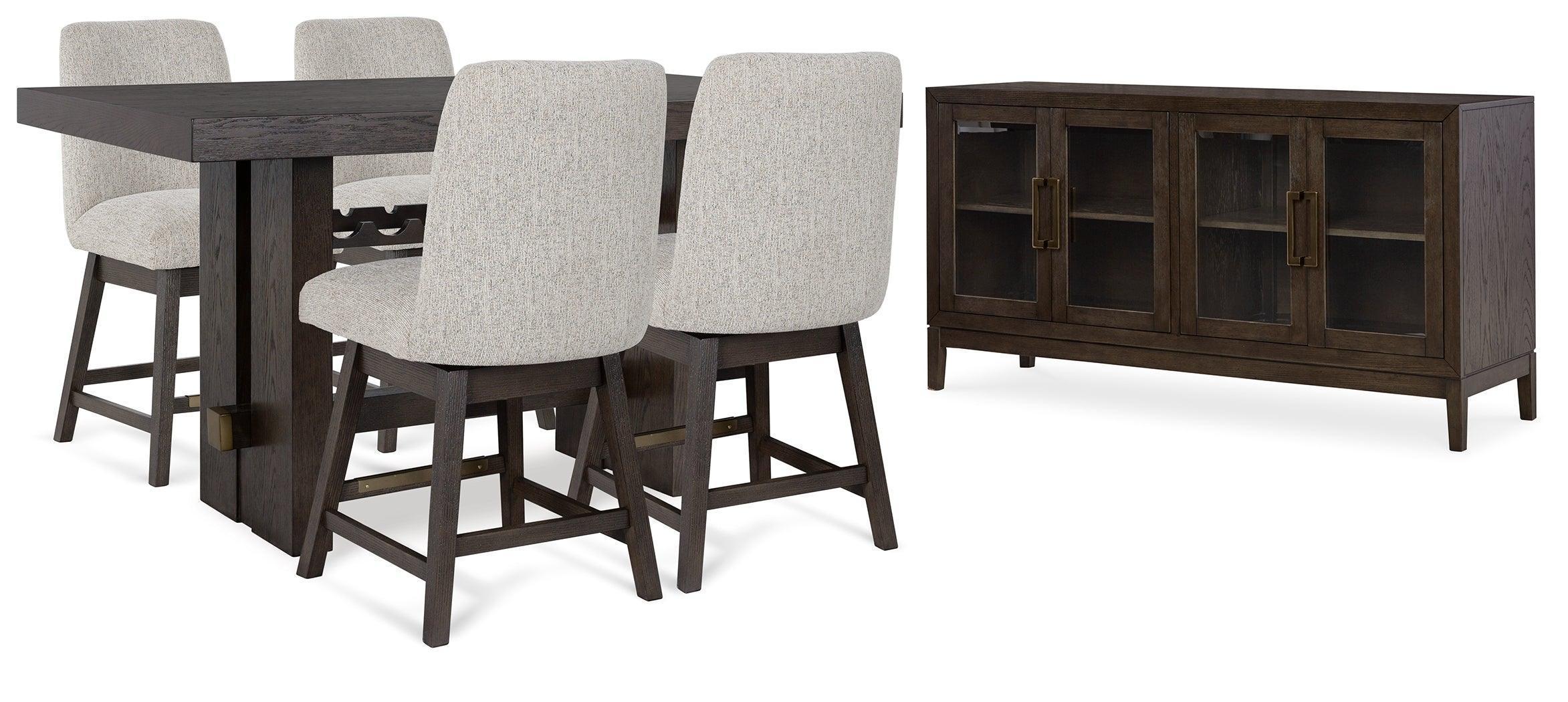 Burkhaus Dark Brown Counter Height Dining Table and 4 Barstools with Storage - Image 2
