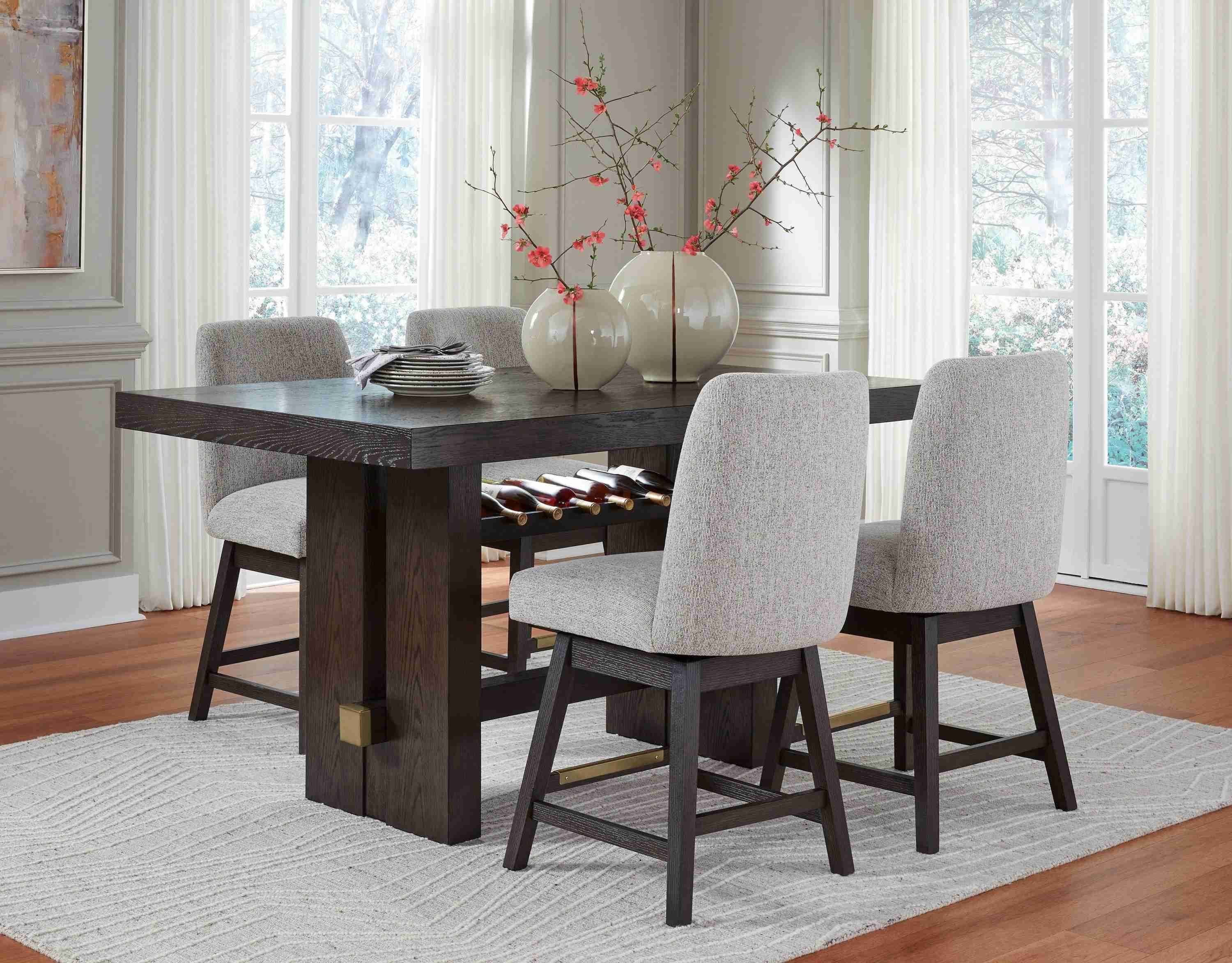 Burkhaus Dark Brown Counter Height Dining Table and 4 Barstools - Image 2