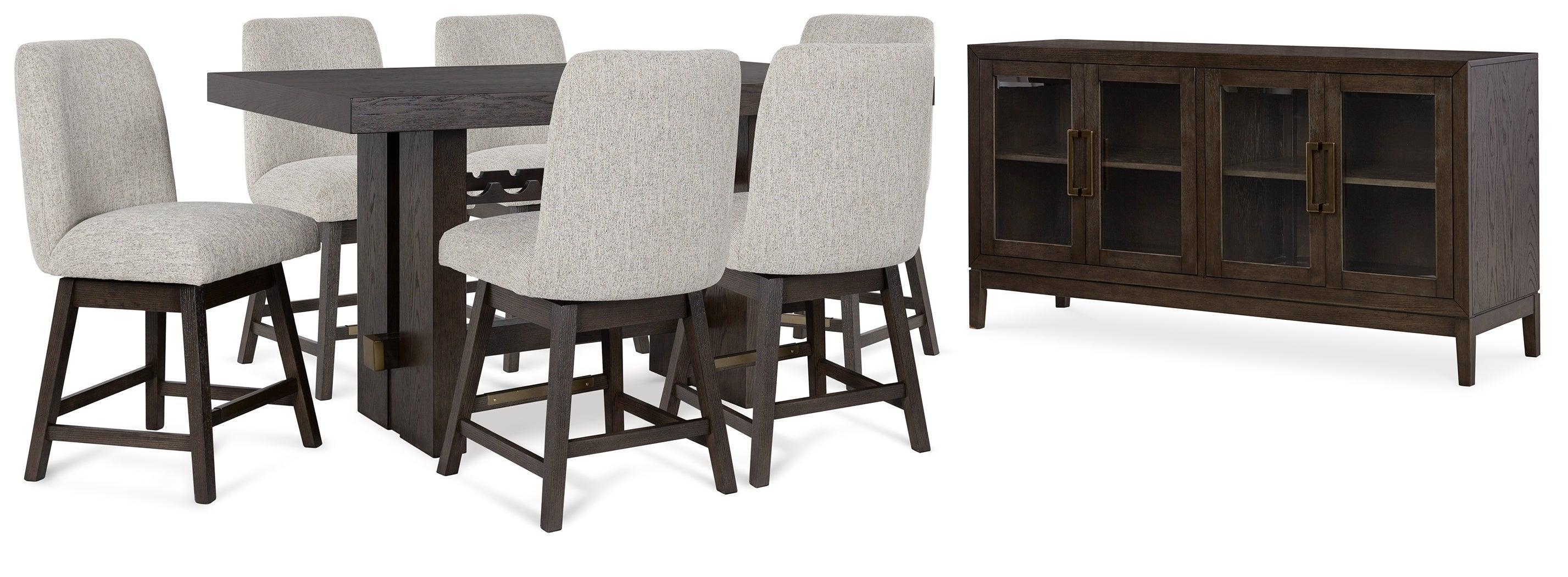 Burkhaus Dark Brown Counter Height Dining Table and 6 Barstools with Storage - Image 2