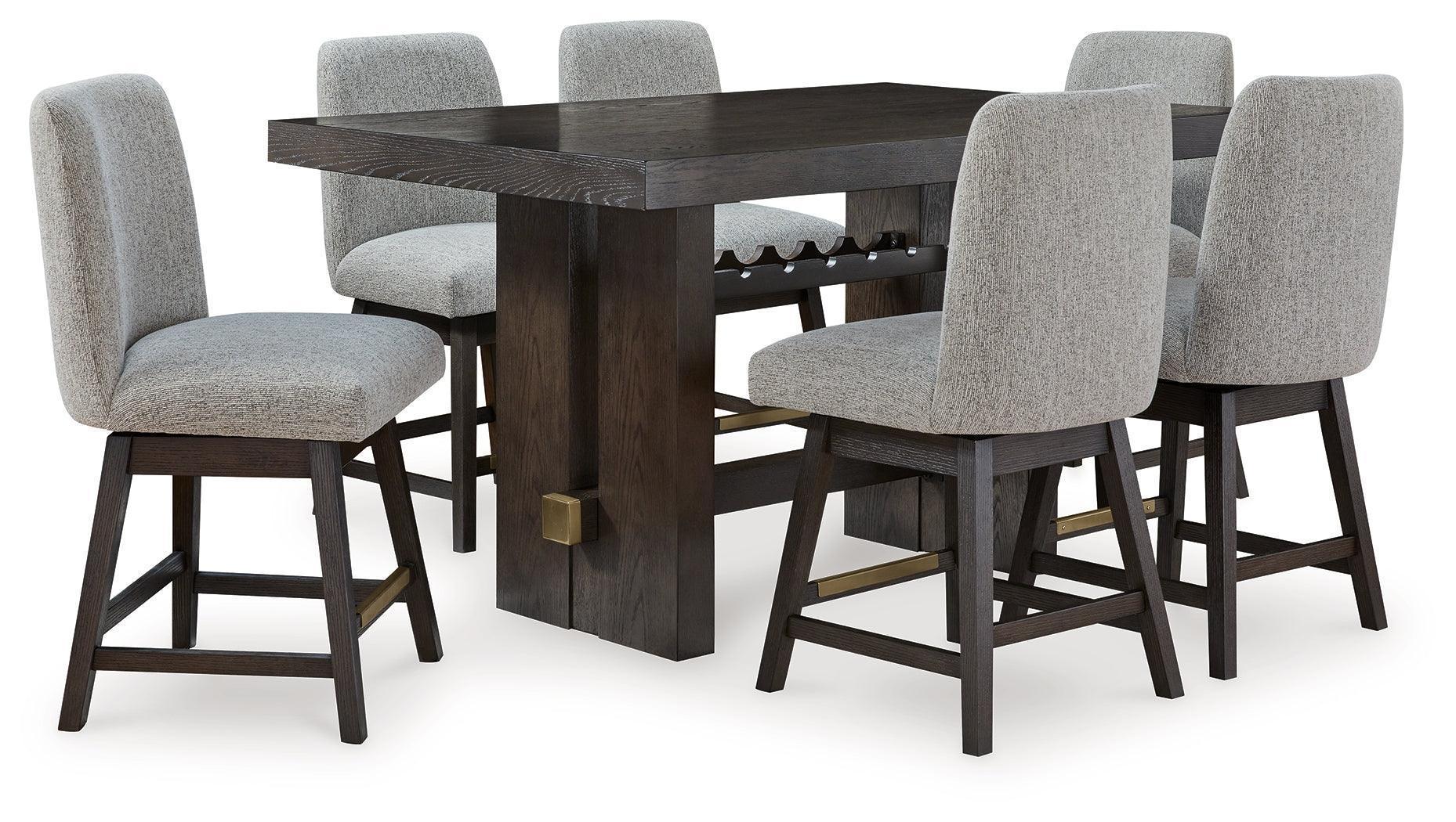 Burkhaus Dark Brown Counter Height Dining Table and 6 Barstools - Image 3
