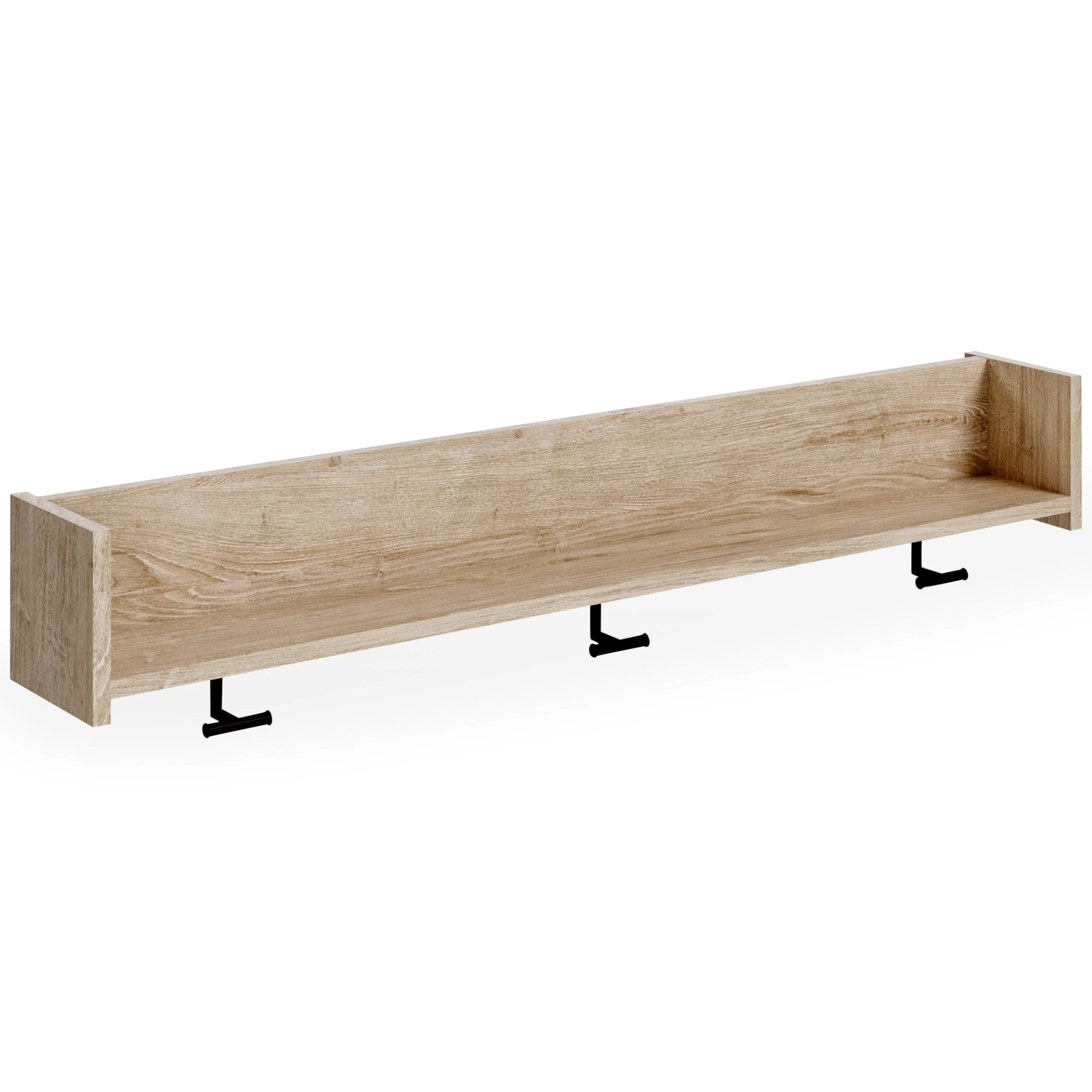 Oliah Natural Wall Mounted Coat Rack With Shelf - Image 2