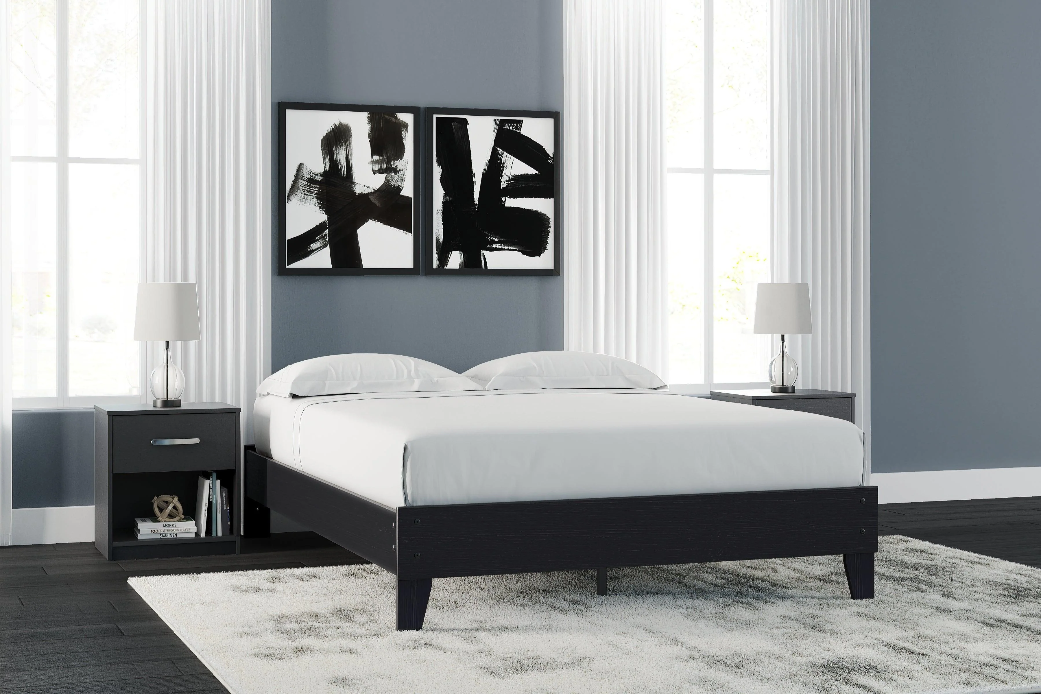 Finch Black Queen Platform Bed - Image 3