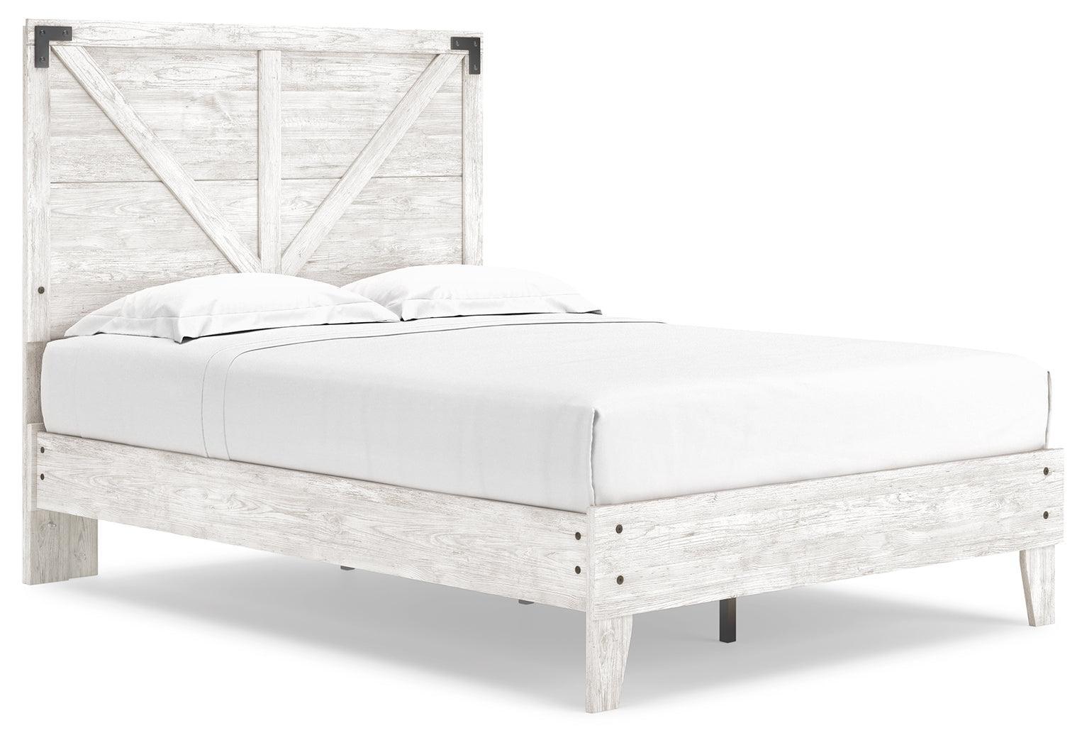 Shawburn White Dark Charcoal Gray Full Crossbuck Panel Platform Bed - Image 2