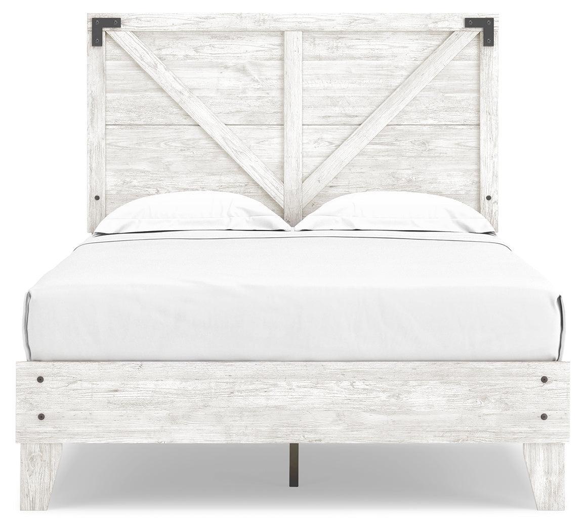 Shawburn White Dark Charcoal Gray Full Crossbuck Panel Platform Bed - Image 3