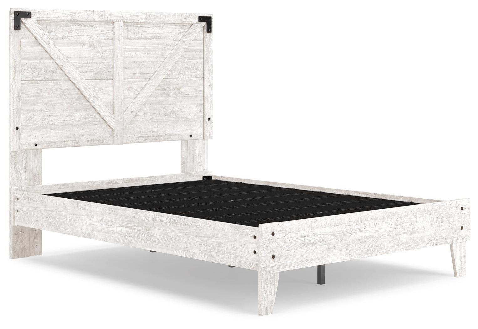 Shawburn White Dark Charcoal Gray Full Crossbuck Panel Platform Bed - Image 1