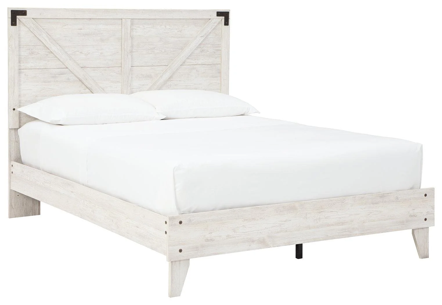 Shawburn White Dark Charcoal Gray Queen Crossbuck Panel Platform Bed - Image 2