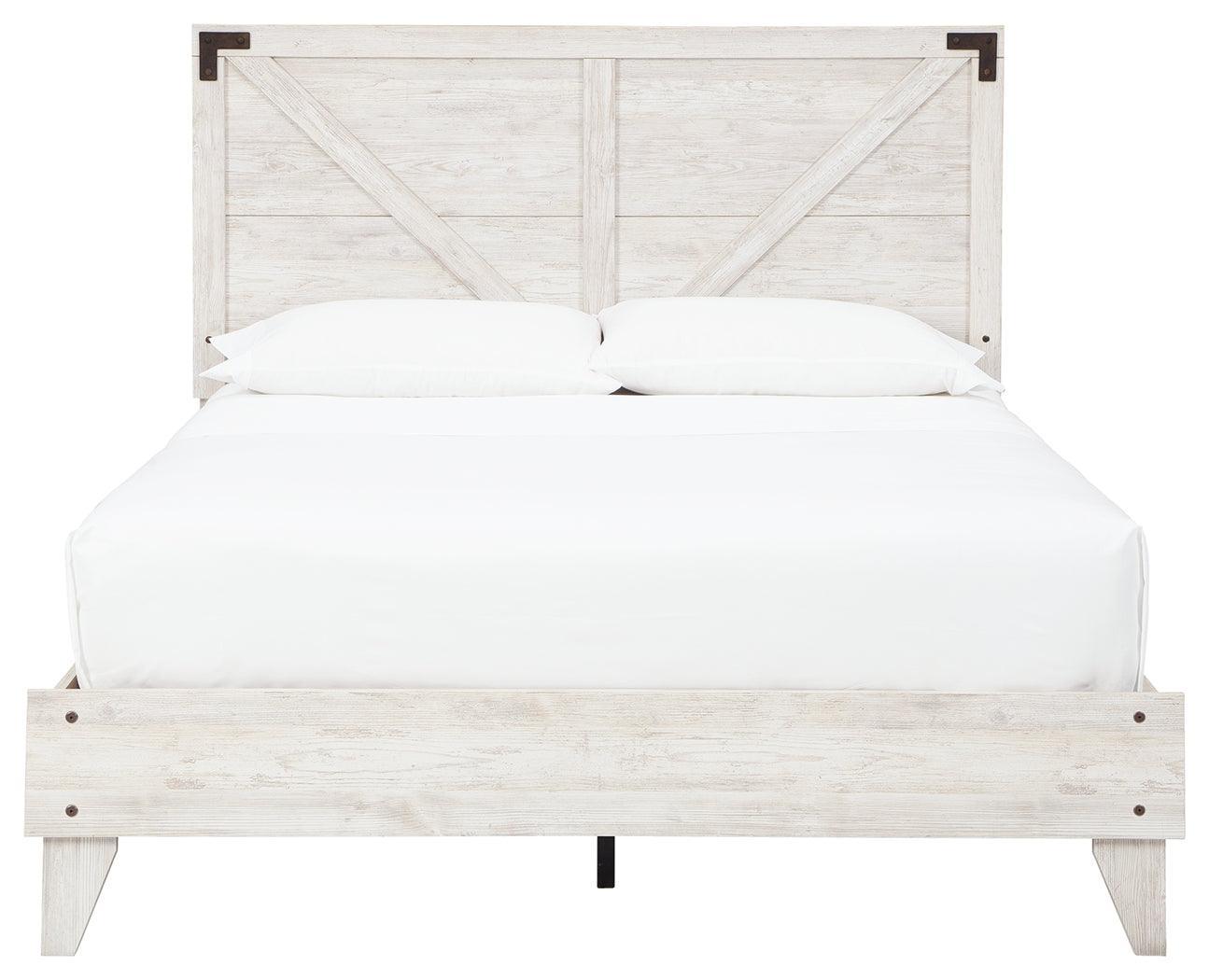 Shawburn White Dark Charcoal Gray Queen Crossbuck Panel Platform Bed - Image 3