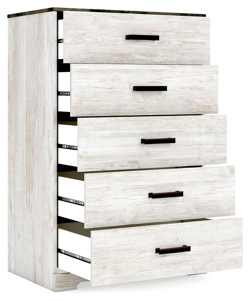 Shawburn Whitewash Charcoal Gray Chest Of Drawers - Image 3