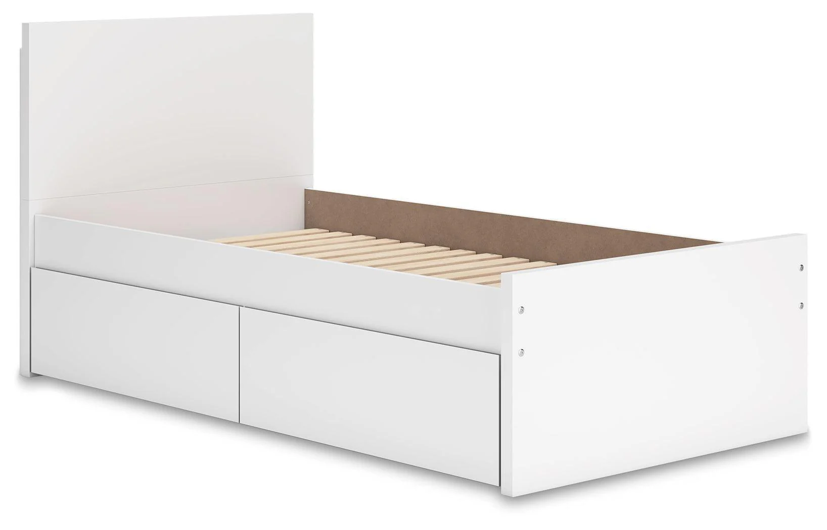 Onita White Twin Panel Platform Bed With 1 Side Storage - Image 3