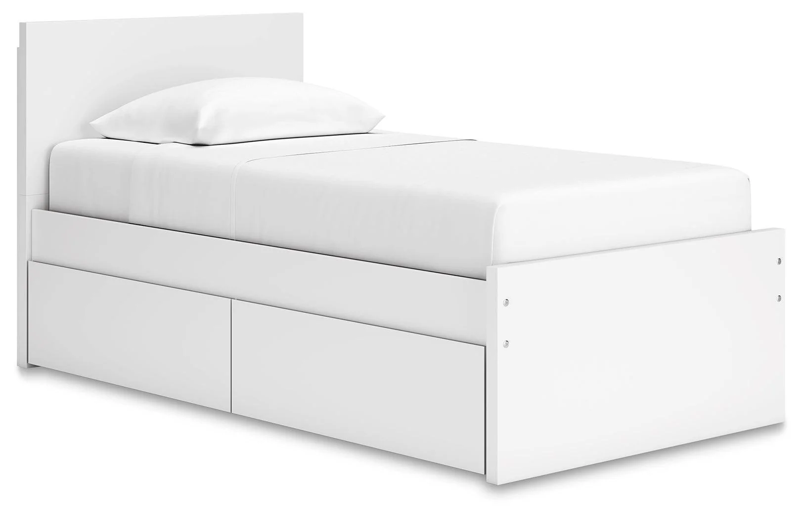 Onita White Twin Panel Platform Bed With 1 Side Storage - Image 2