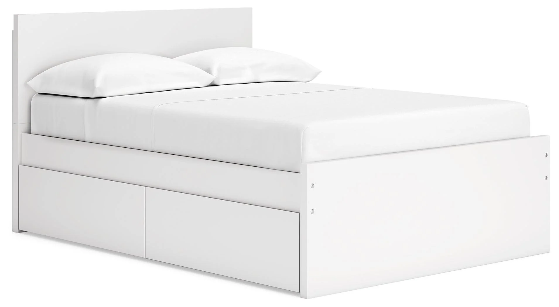 Onita White Full Panel Platform Bed with 1 Side Storage - Image 1