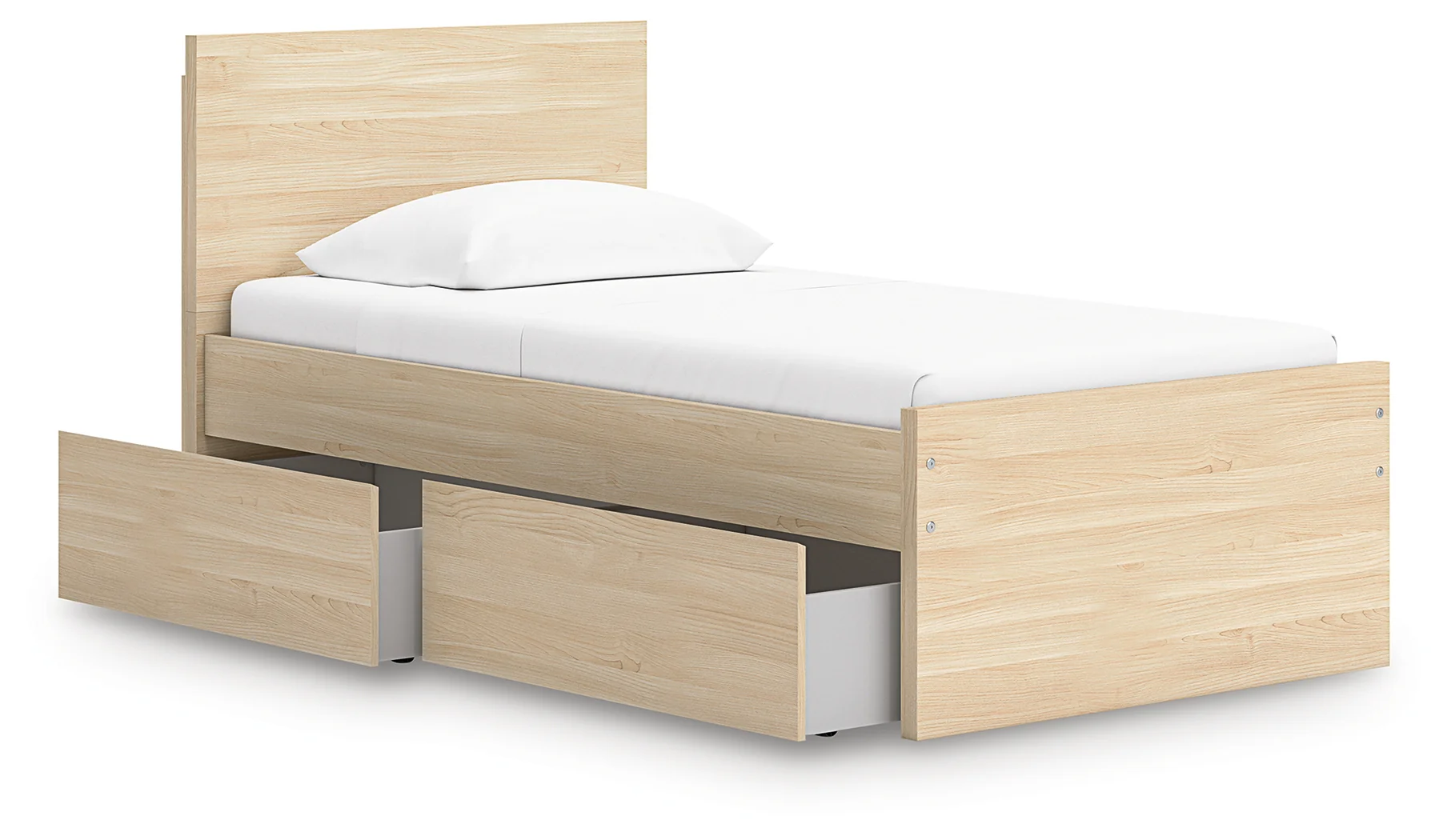 Onita Natural Twin Panel Platform Bed with 1 Side Storage - Image 3