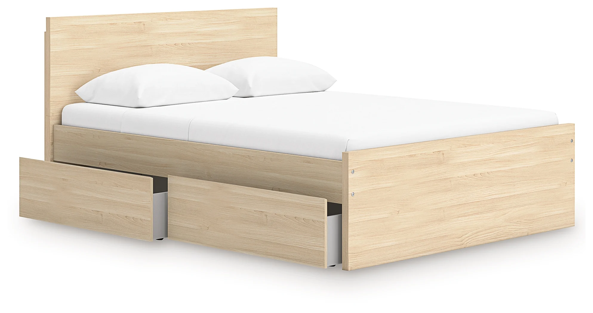Onita Natural Queen Panel Platform Bed with 1 Side Storage - Image 3
