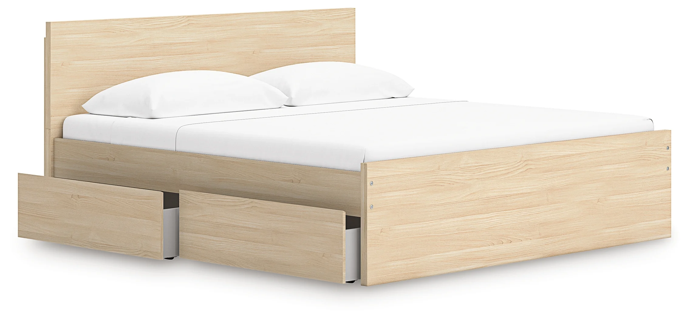 Onita Natural King Panel Platform Bed with Storage - Image 3