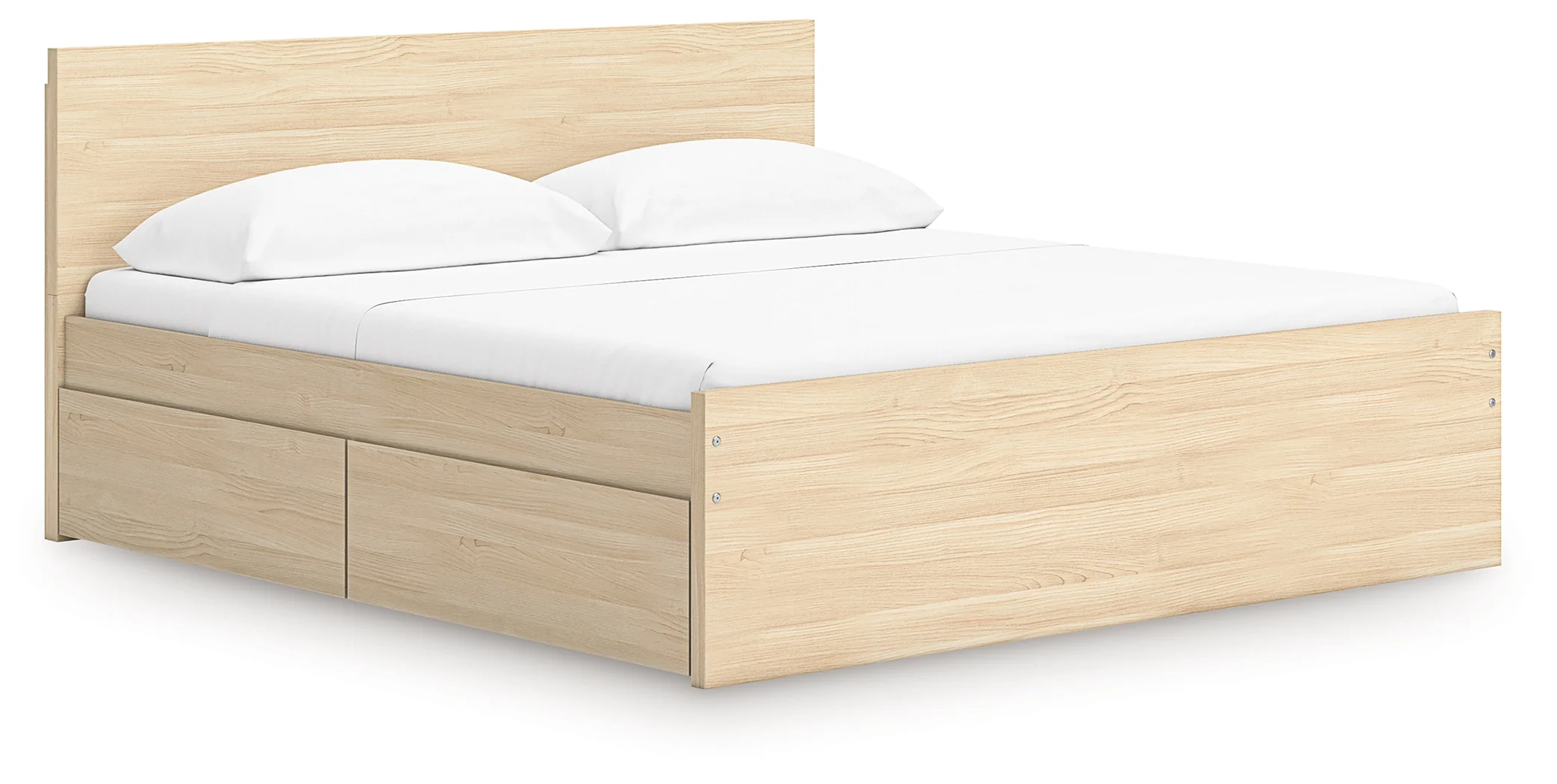 Onita Natural King Panel Platform Bed with 2 Side Storage - Image 2