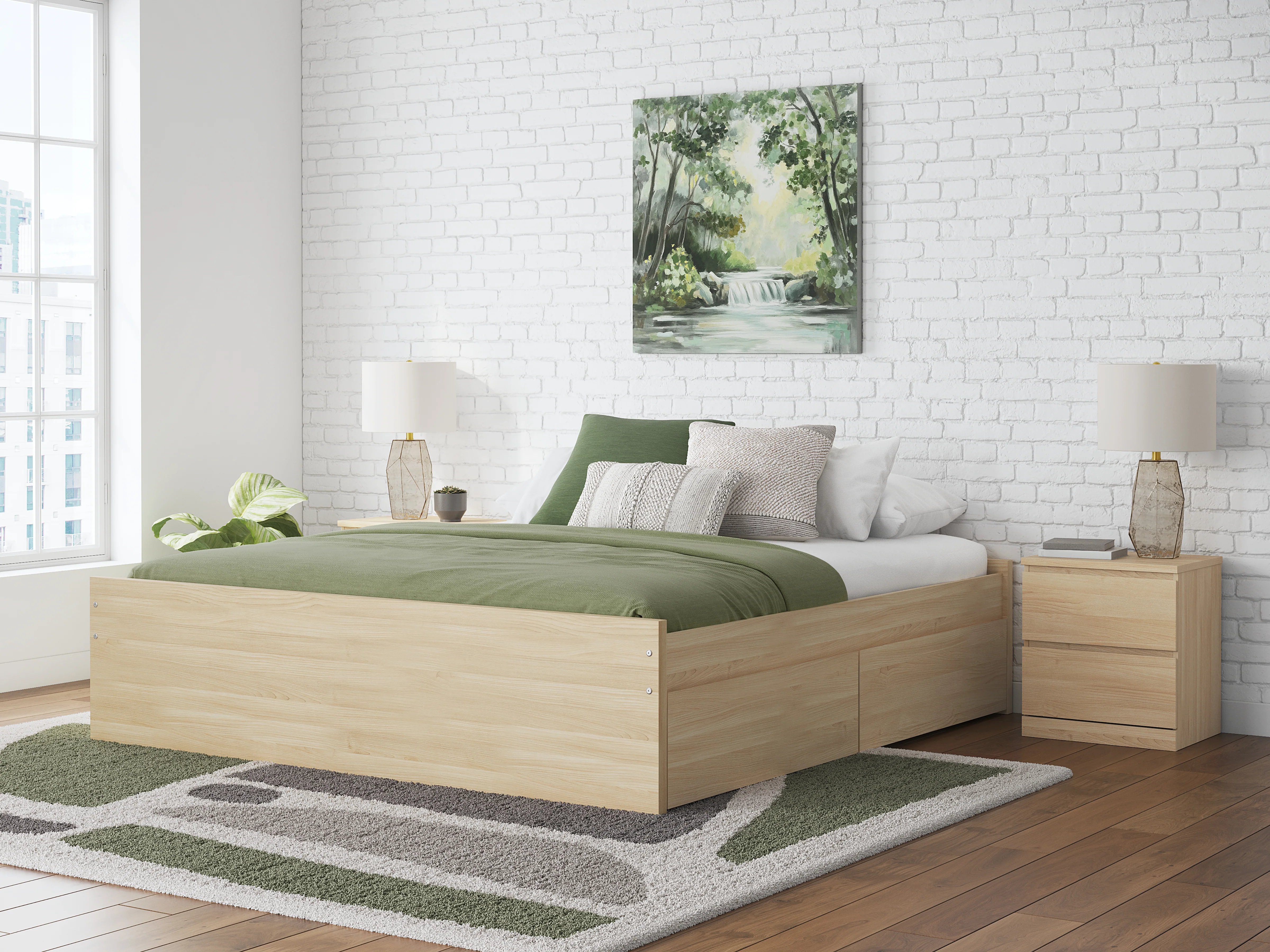Onita Natural King Platform Bed with 2 Side Storage - Image 3