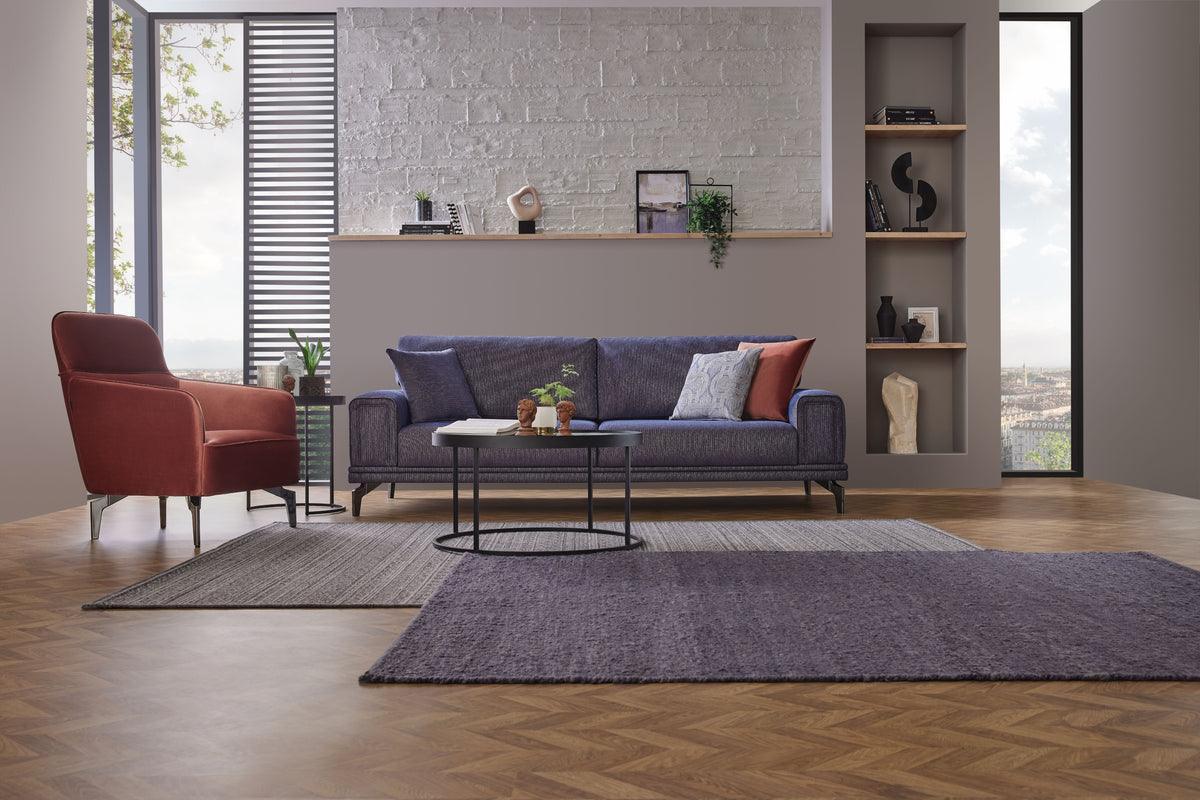 Evora Blue Gray 3-Seater Sofa Bed - Image 3