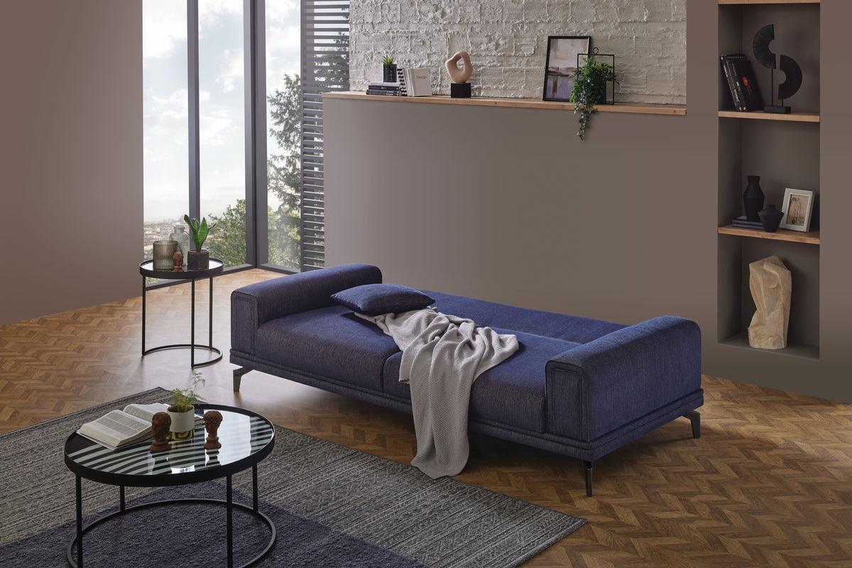 Evora Blue Gray 3-Seater Sofa Bed - Image 2