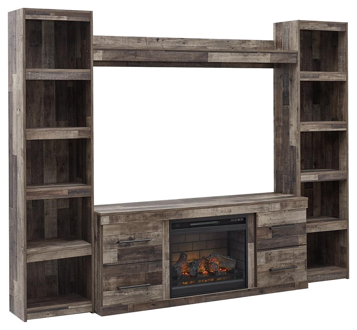 Derekson Multi Gray 4-Piece Entertainment Center With Electric Fireplace - Image 2