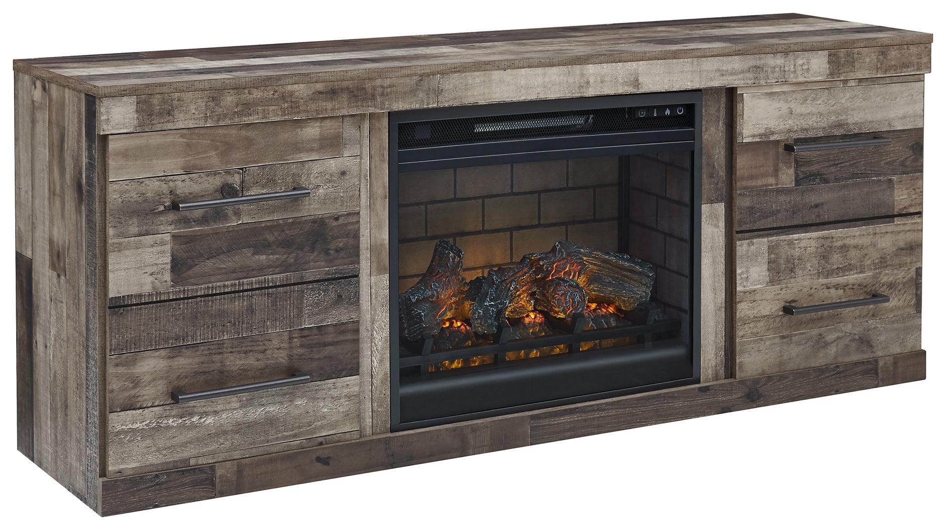 Derekson Multi Gray Tv Stand With Electric Fireplace - Image 2