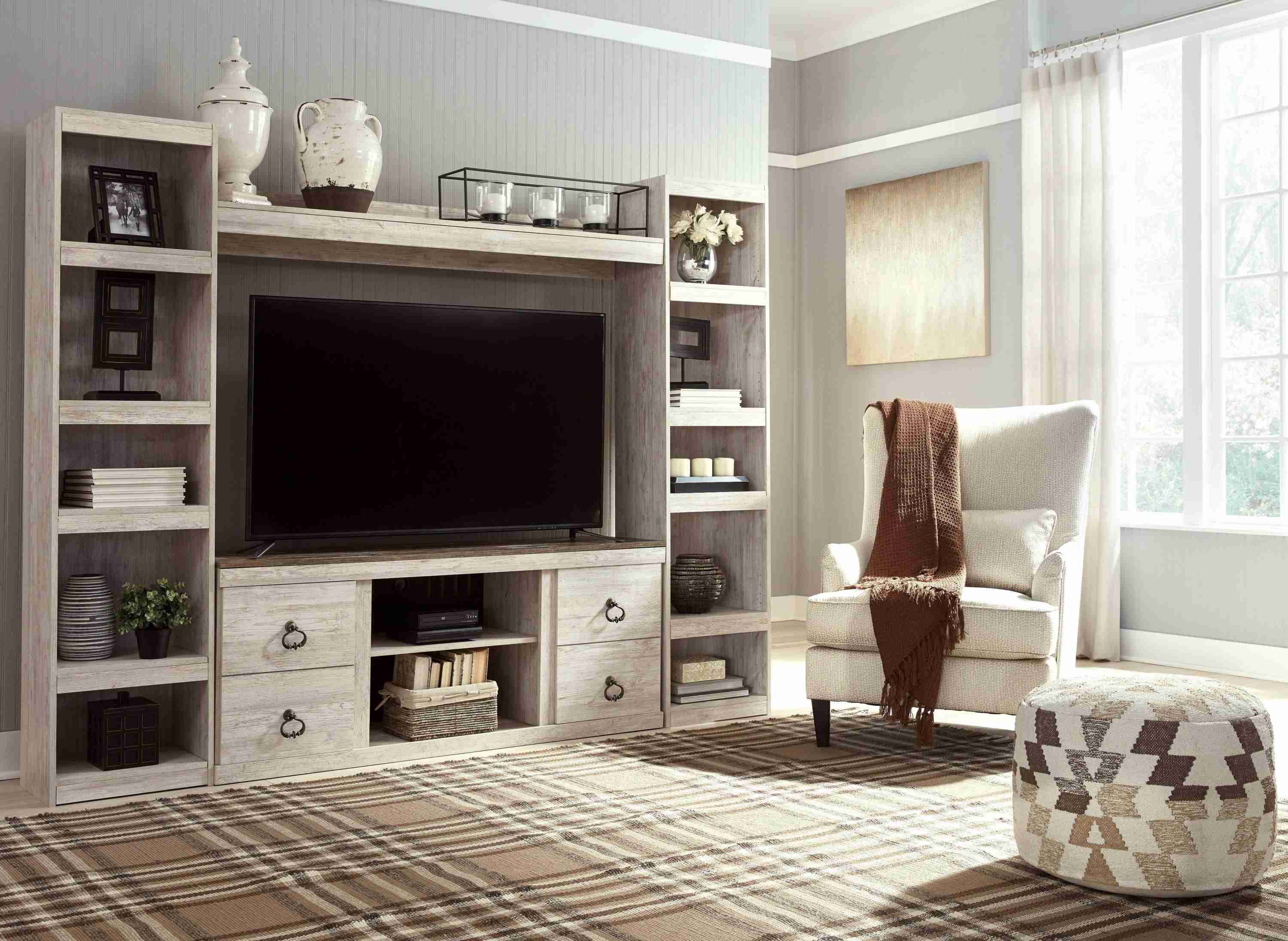Willowton Whitewash 4-Piece Entertainment Center - Image 3